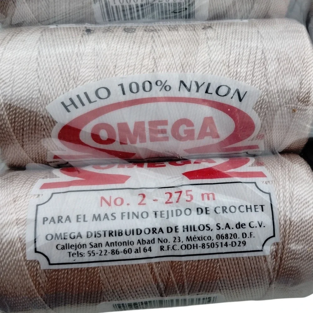 Omega No 2 Nylon Thread 275m 300yds Beige Champagne Crochet Knitting 9 Spools